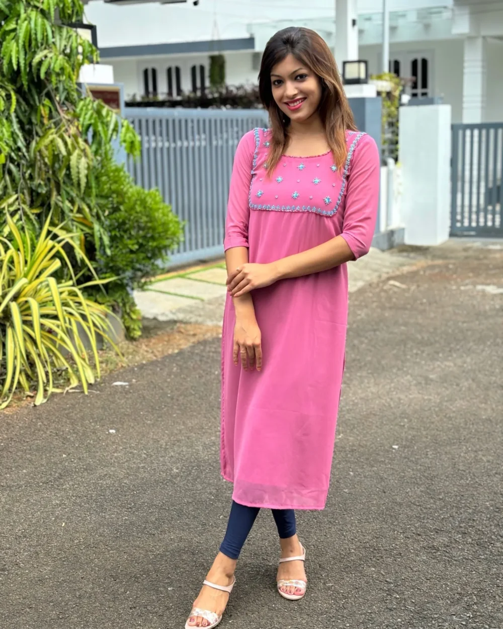 Hand worked pastel pink top