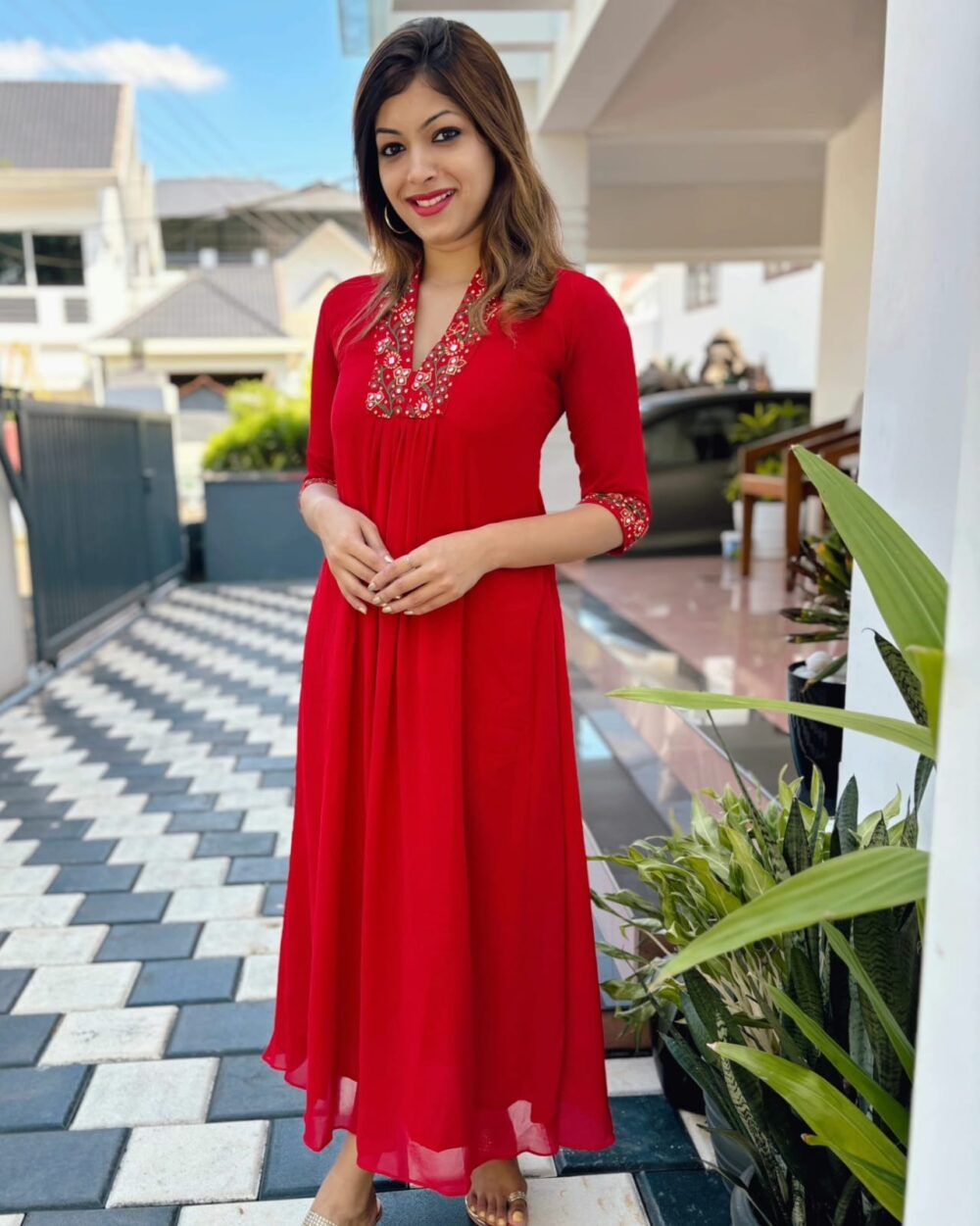 Thread and Mirror Embroidery Georgette Aline Top-1