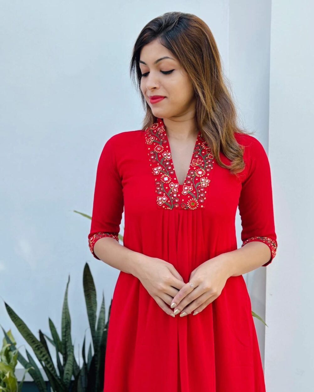 Thread and Mirror Embroidery Georgette Aline Top-1 - Image 2