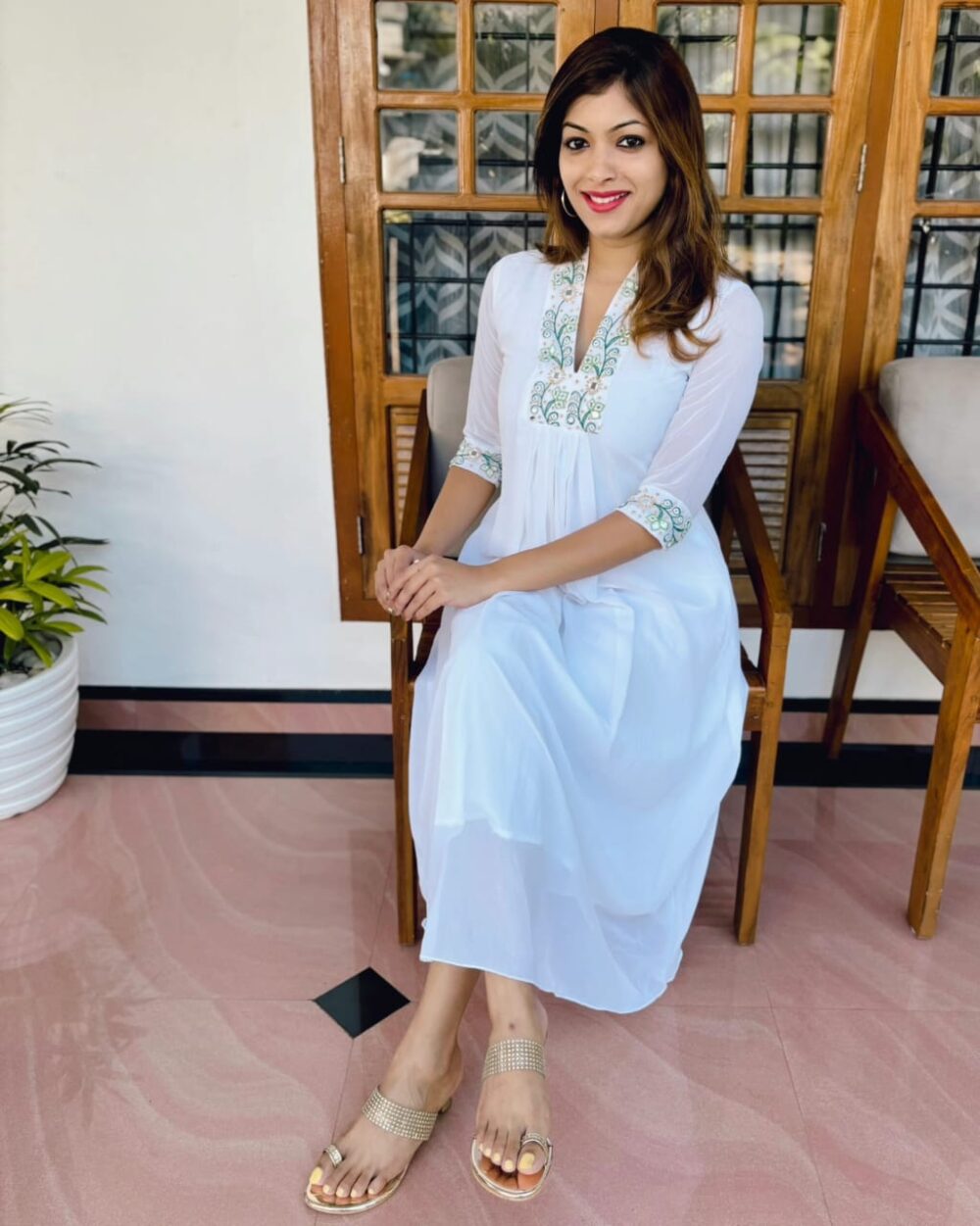 Thread and Mirror Embroidery Georgette Aline Top-2 - Image 2