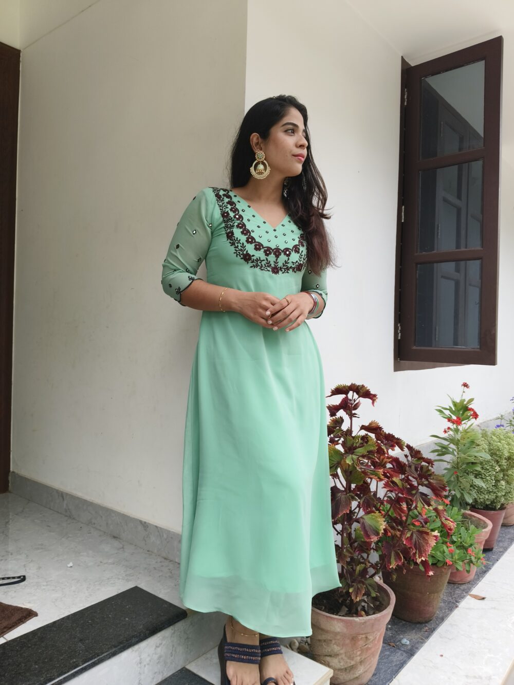 Mirror Embroidery Top Georgette Aline Top - Image 2