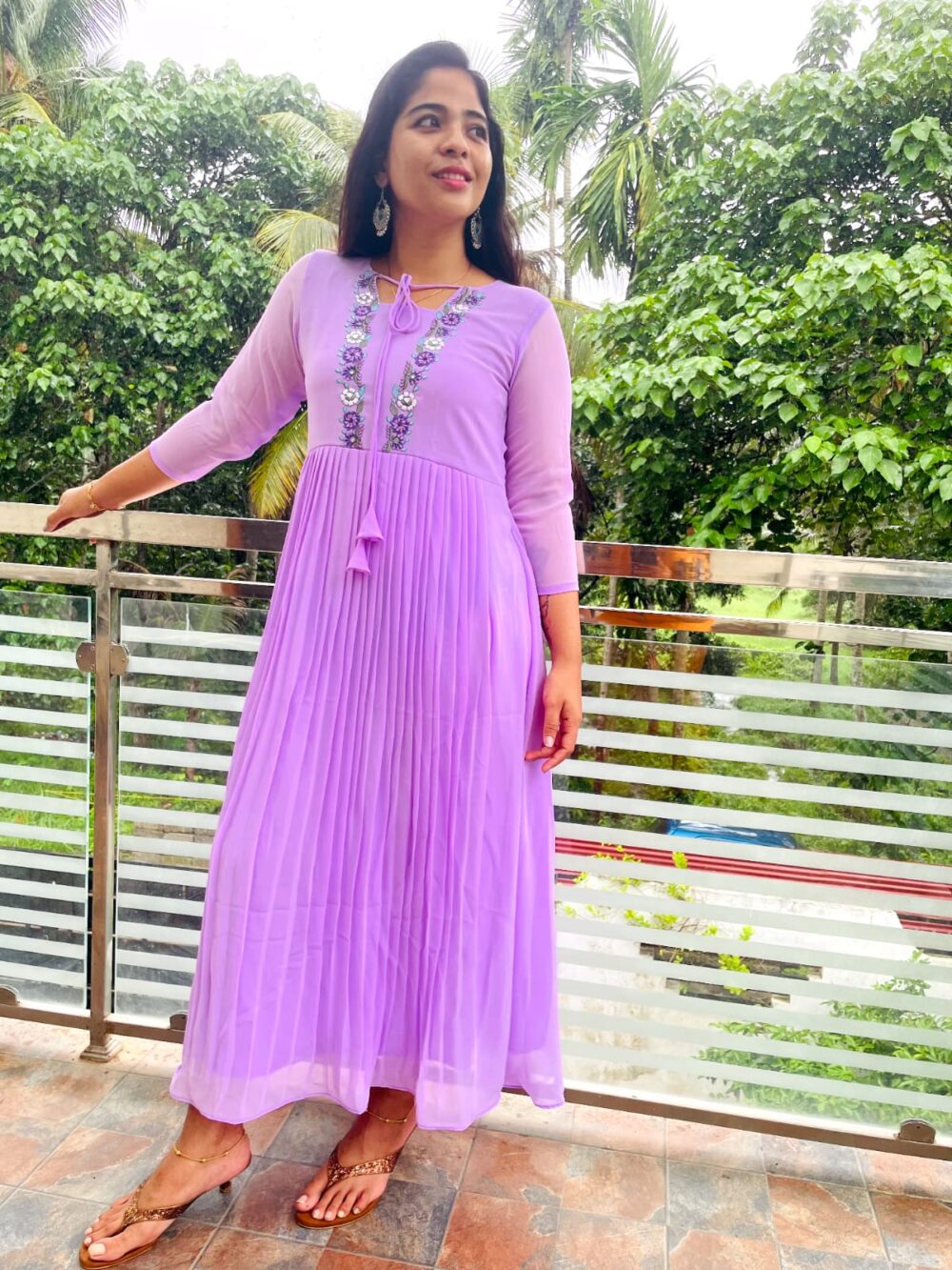 Semi Party Wear Designer Georgette Pleated Aline Top - Image 2