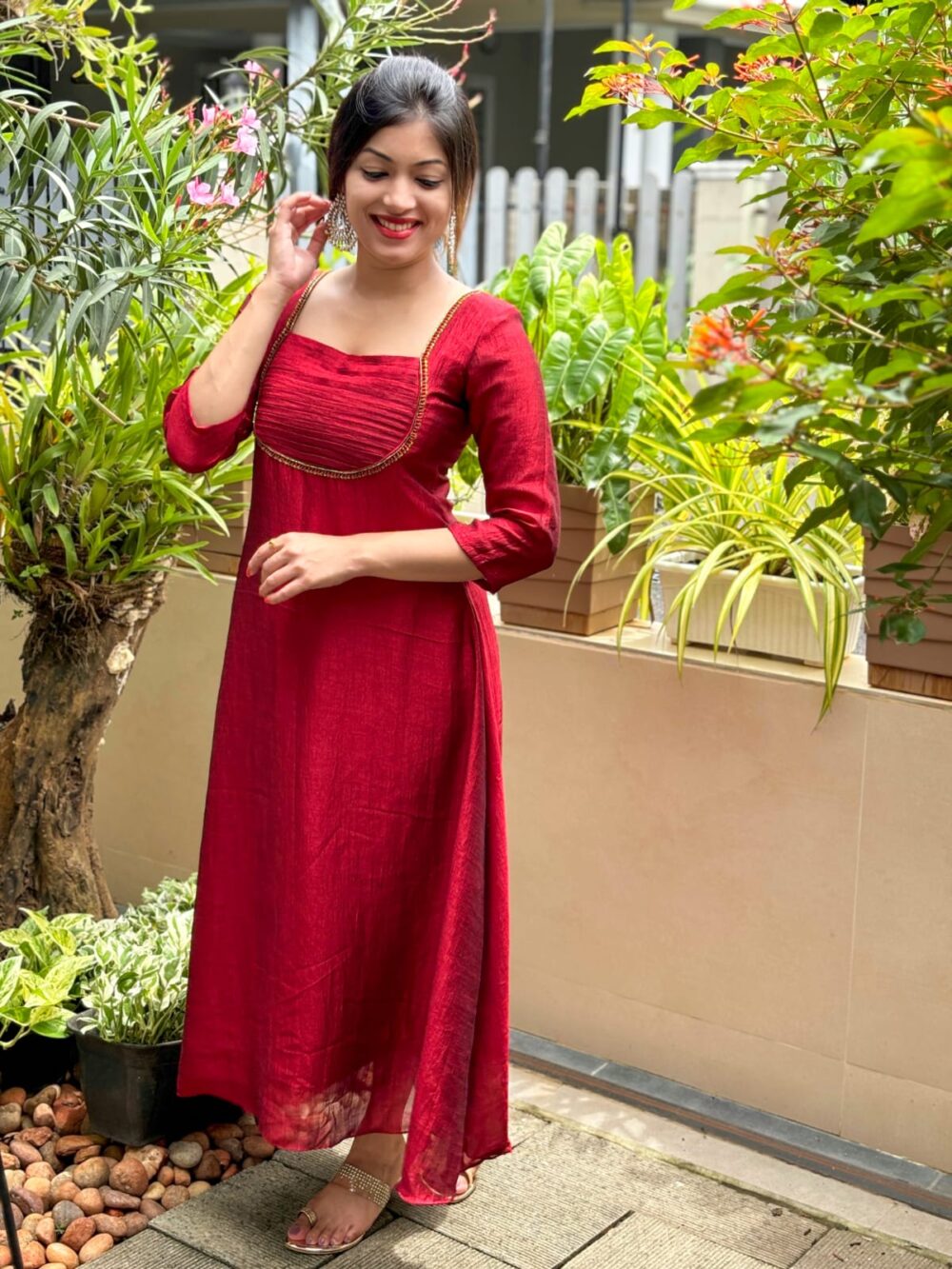 Semi Partywear Handworked Designer Badri Slik Aline Top