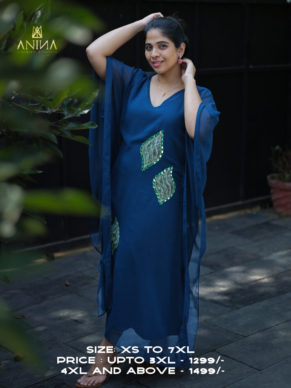 Peacock Blue Kaftan Dress - Image 2