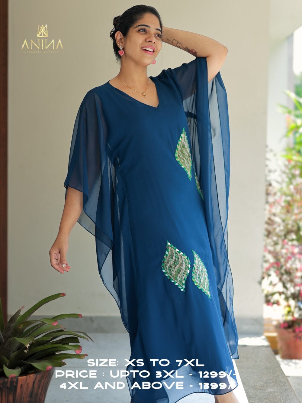 Peacock Blue Kaftan Dress